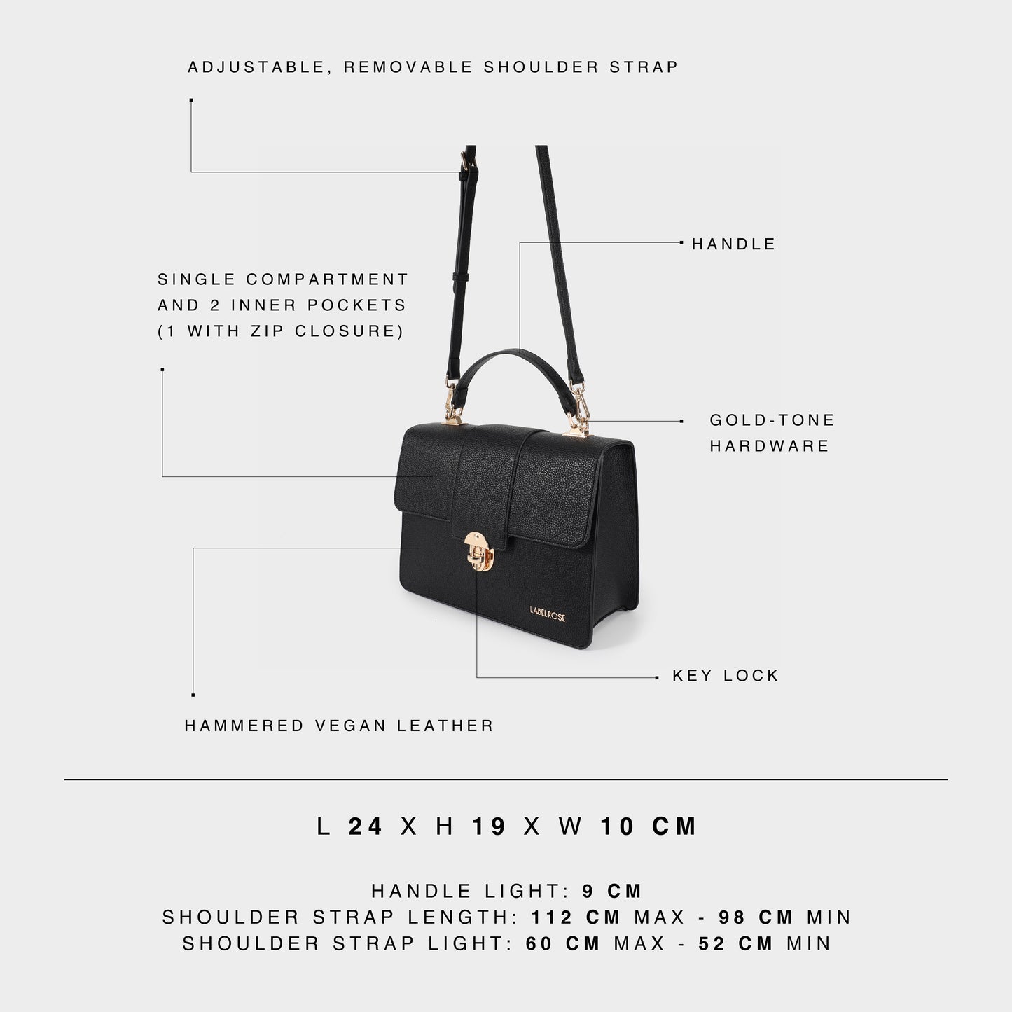 Borsa a mano JACQUELINE BIG - NERO GOLD