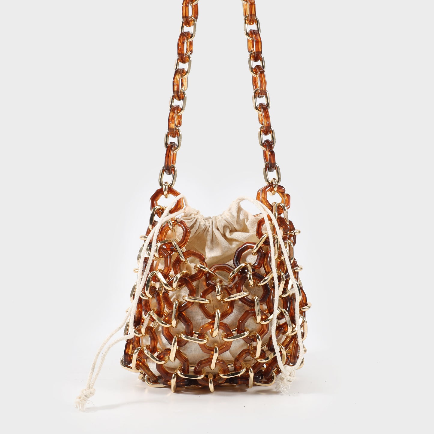 Shoulder bag with chains and internal fabric bag - AMBER