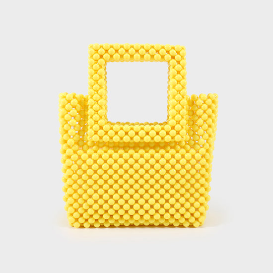 Borsa a mano con perline manico rigido - GIALLO