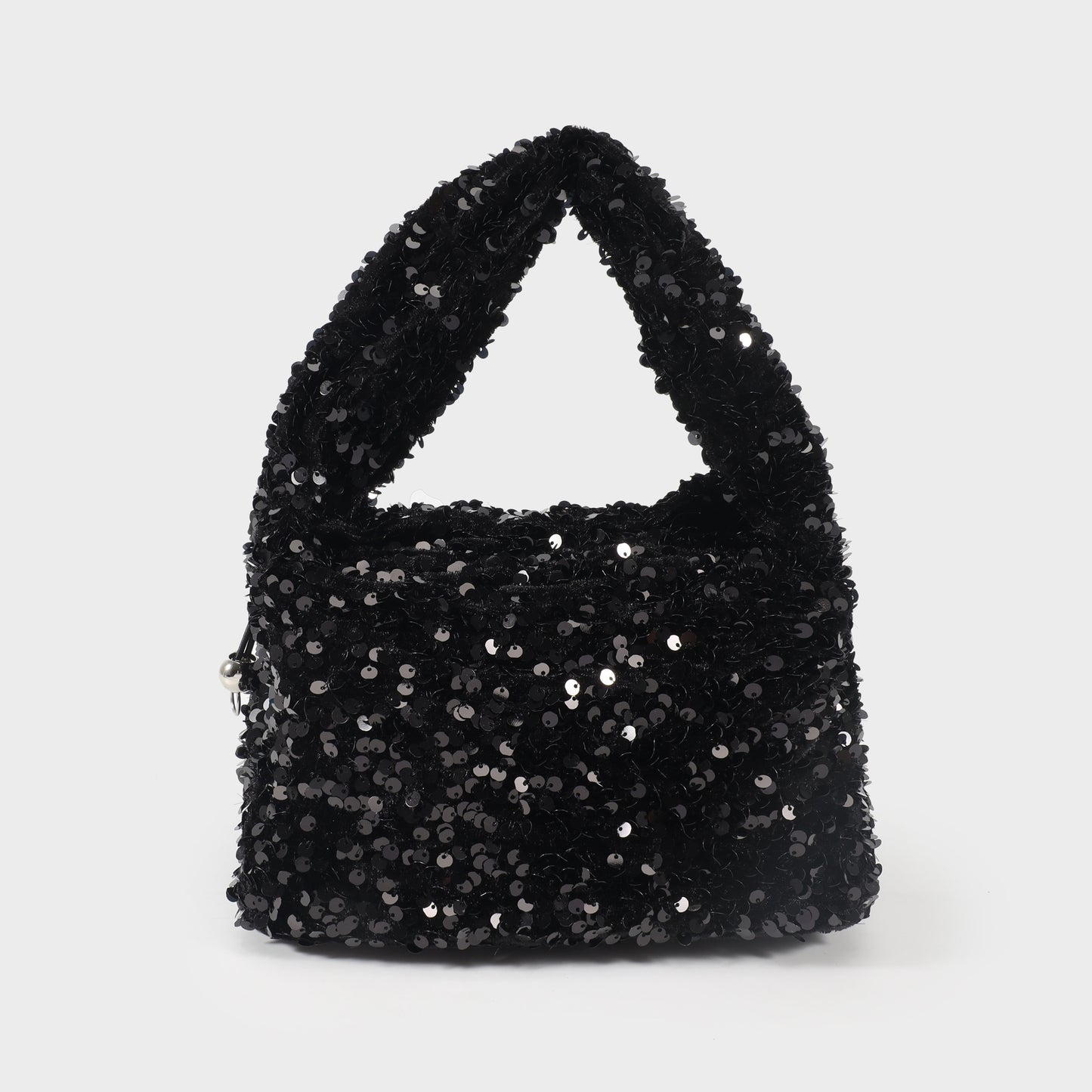 Handbag in fabric and sequins - BLACK