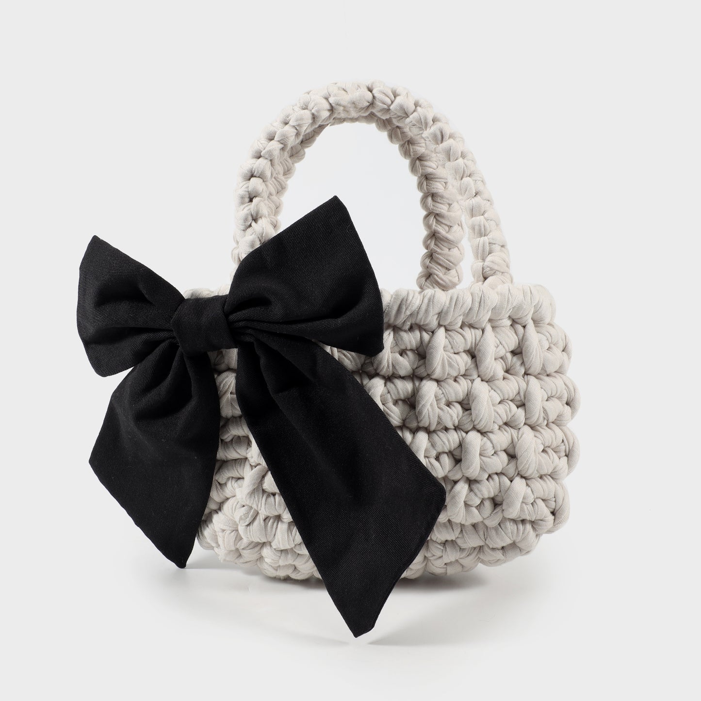 Fabric bag with bow - WHITE