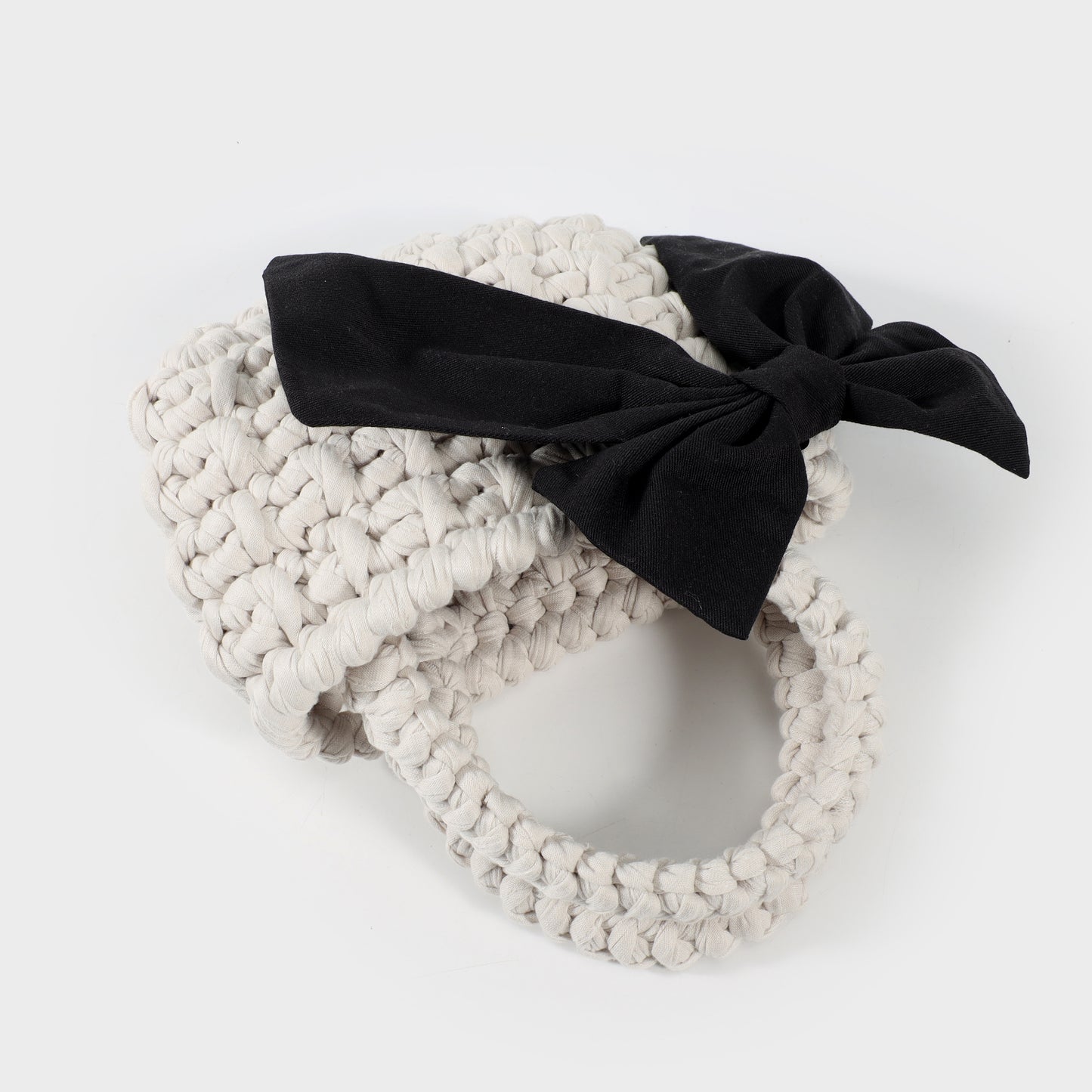 Fabric bag with bow - WHITE