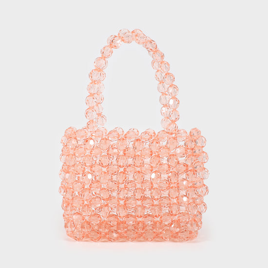 Handbag with beads - PEACH