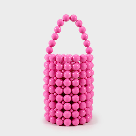 Bolso cilindrico de cuentas - ROSA