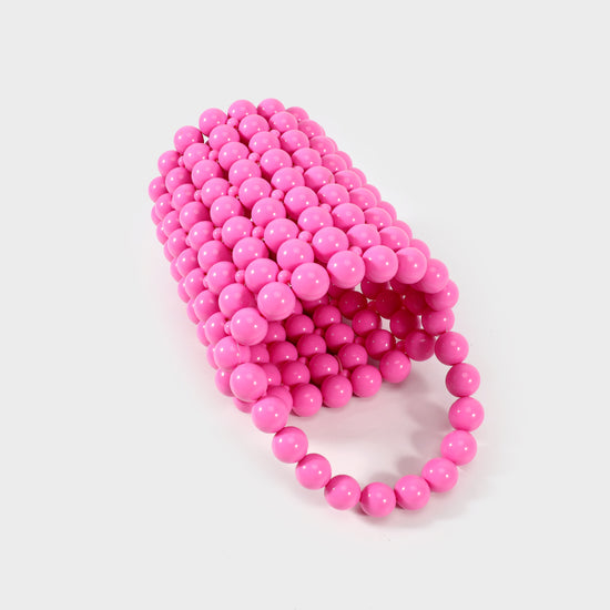 Cylinder bag with spherical beads - PINK