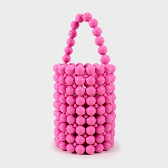 Cylinder bag with spherical beads - PINK