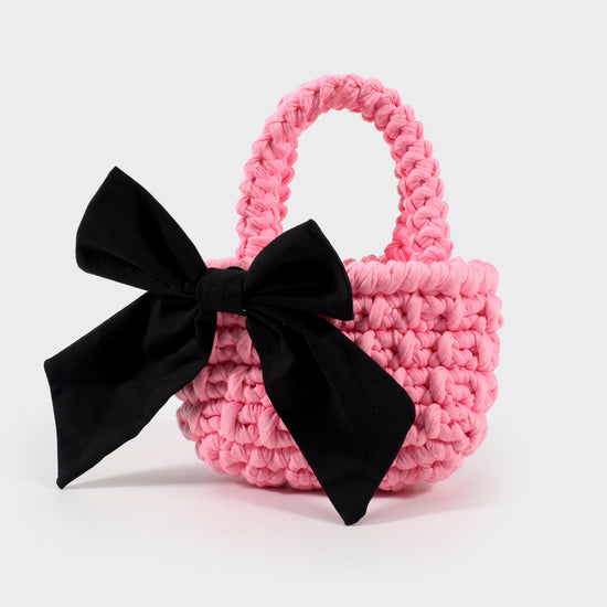 Fabric bag with bow - PINK