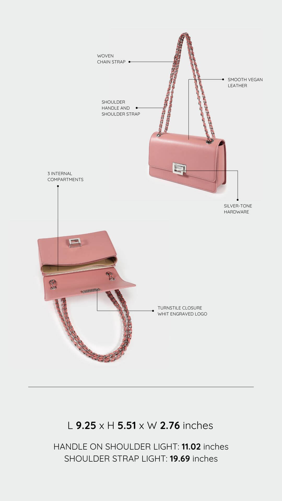 Borsa a spalla BUFFY - LIGHT PINK