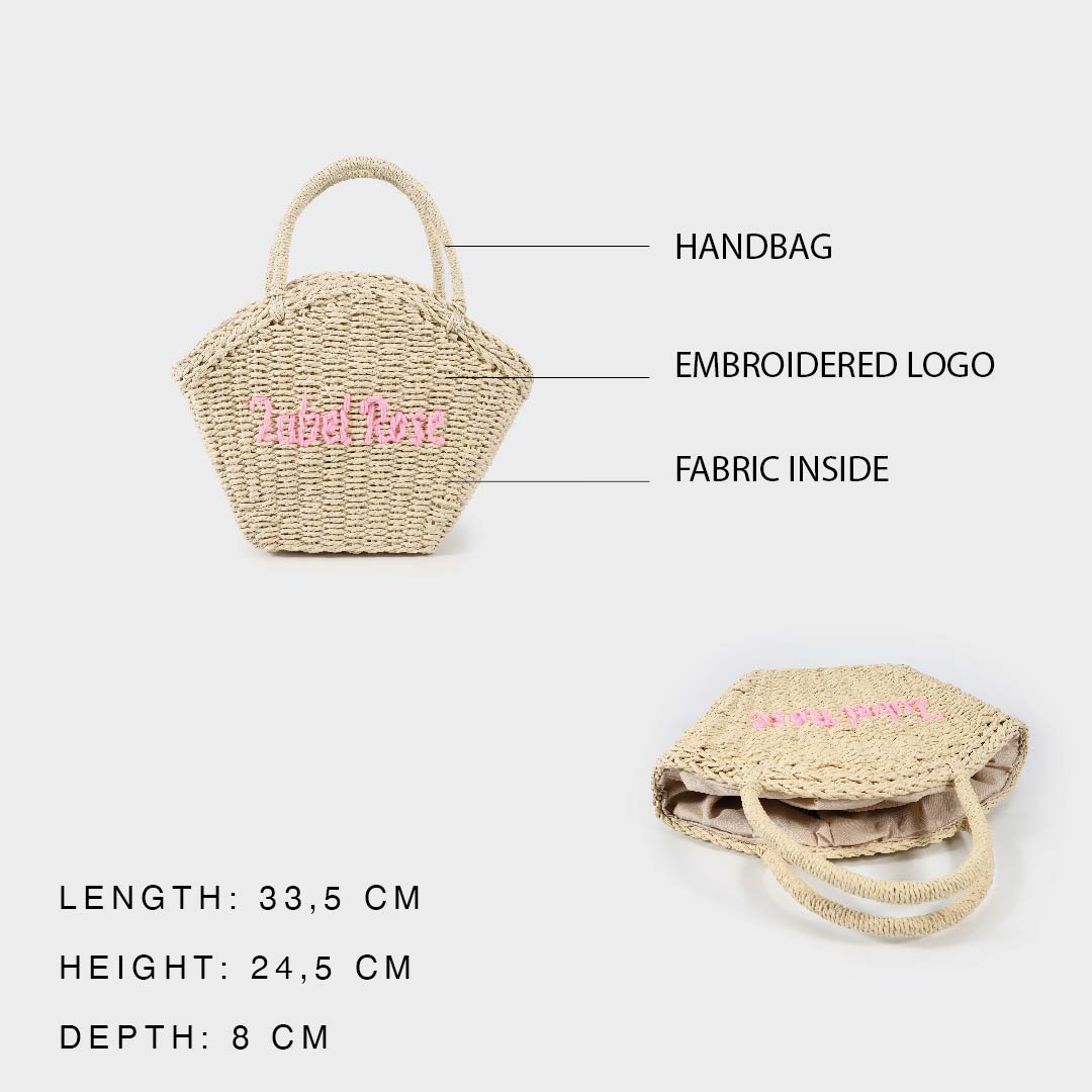 Straw bag with lettering logo - PANNA