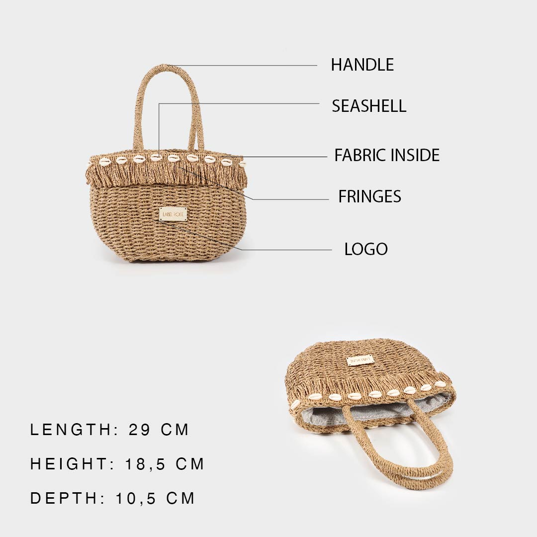 Straw bag with shells - BEIGE