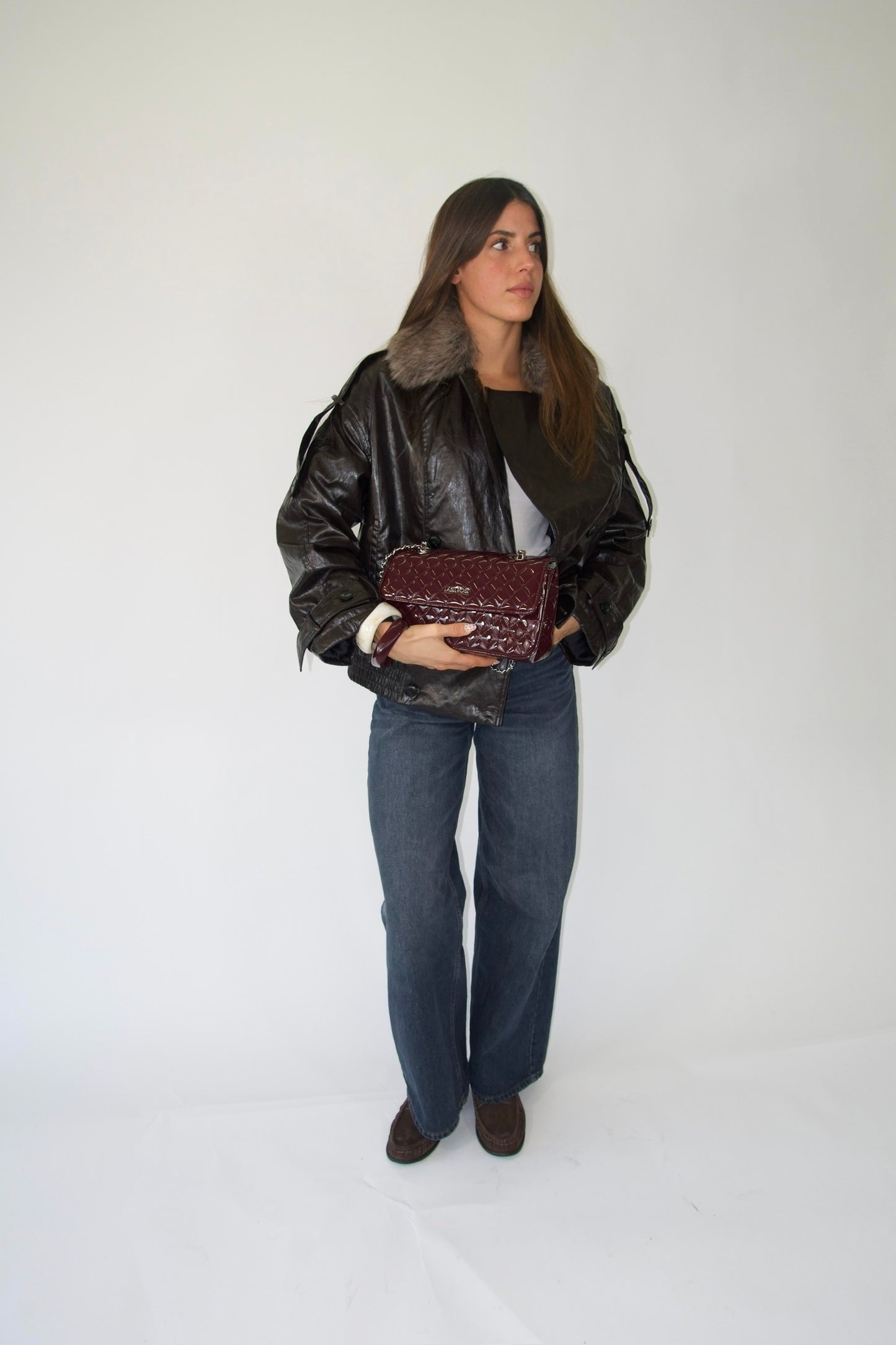 KATE BIG Shoulder Bag - BURGUNDY