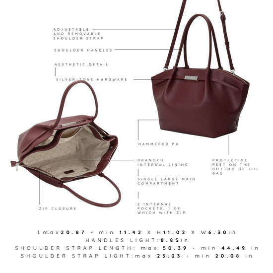 Borsa a spalla BRIELLE BIG - BURGUNDY SILVER - PREVENDITA
