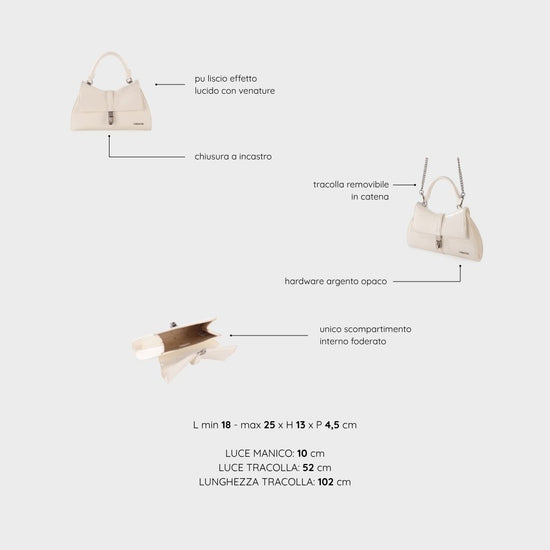 Borsa a mano CHERIE- WHITE SATIN SILVER