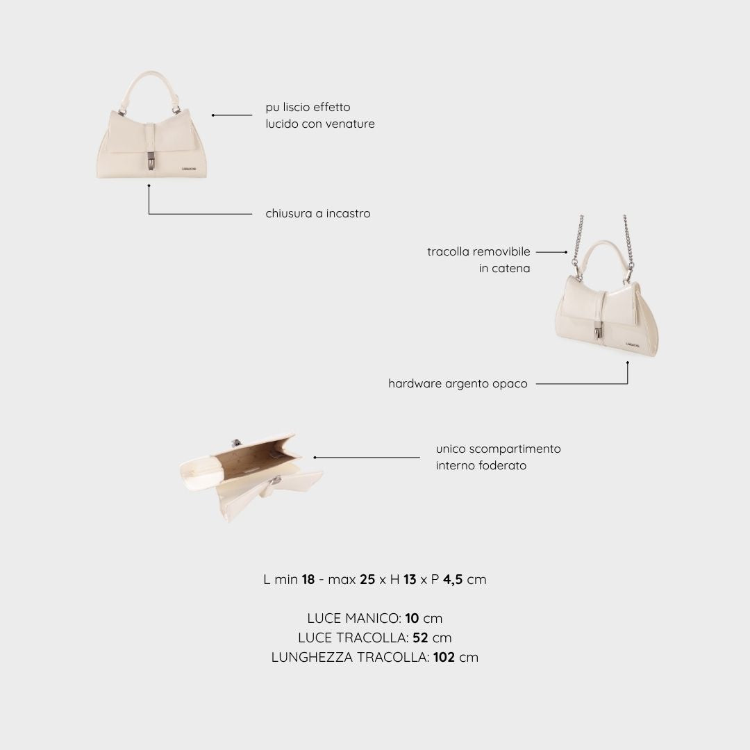 Borsa a mano CHERIE- WHITE SATIN SILVER