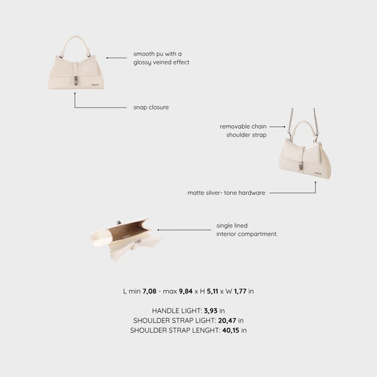 Borsa a mano CHERIE- WHITE SATIN SILVER