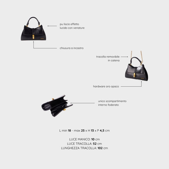 Bolso de mano CHERIE- BLACK LOVE GOLD