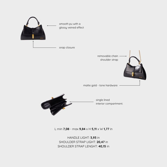Bolso de mano CHERIE- BLACK LOVE GOLD
