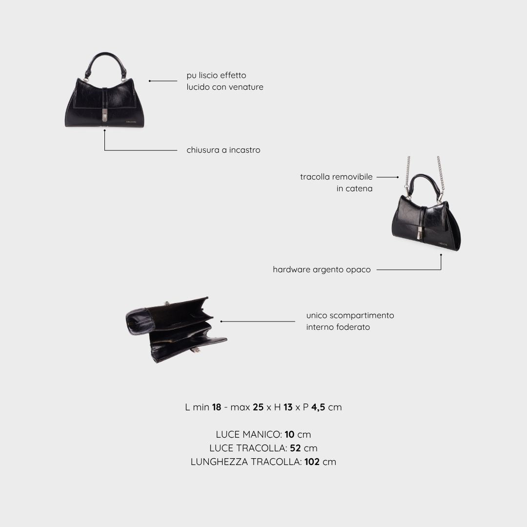 Borsa a mano CHERIE- BLACK LOVE SILVER