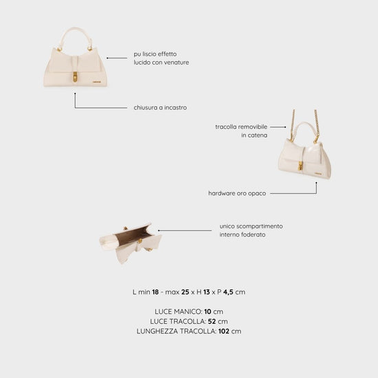 Borsa a mano CHERIE- WHITE SATIN GOLD