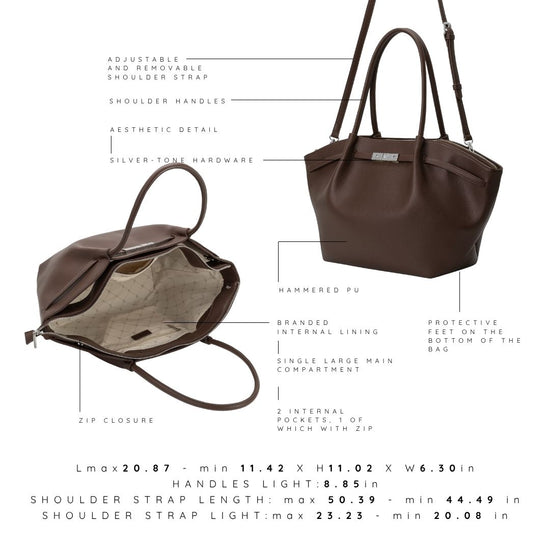 Borsa a spalla BRIELLE BIG - DARK BROWN SILVER - PREVENDITA