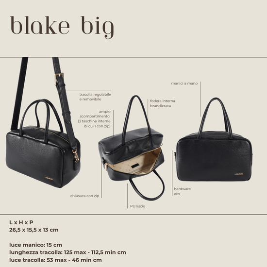 Bolso estilo satchel BLAKE BIG - NEGRO DORADO