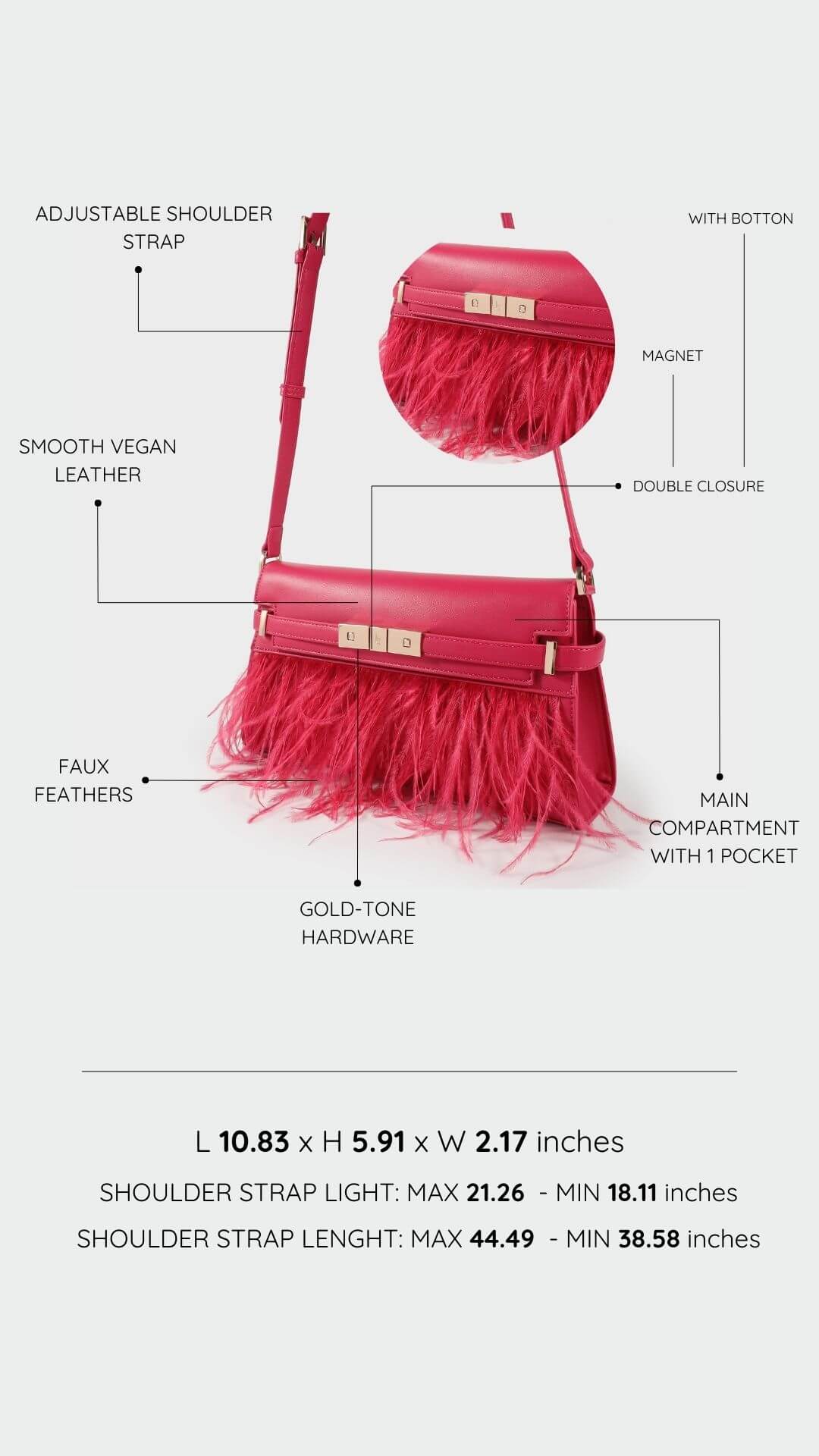 Borsa a tracolla GRACE LONG LE - MAGENTA