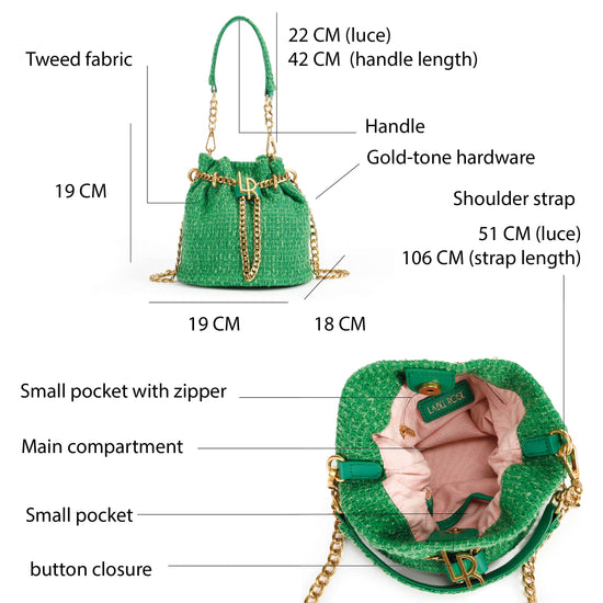 Borsa A Secchiello Intrecciata In Pelle Vegana Morbida - Donna - Fascia Alta, Stile Vintage - Piccola (22x11x23 Cm) - Color 14