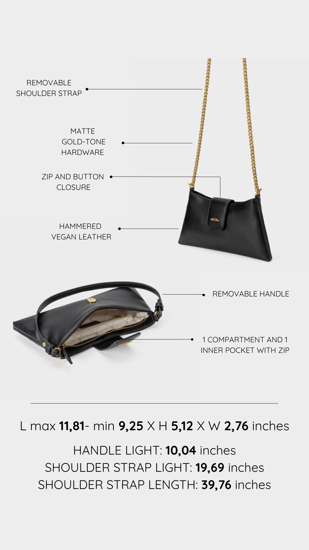 Borsa a spalla HANNAH - BLACK