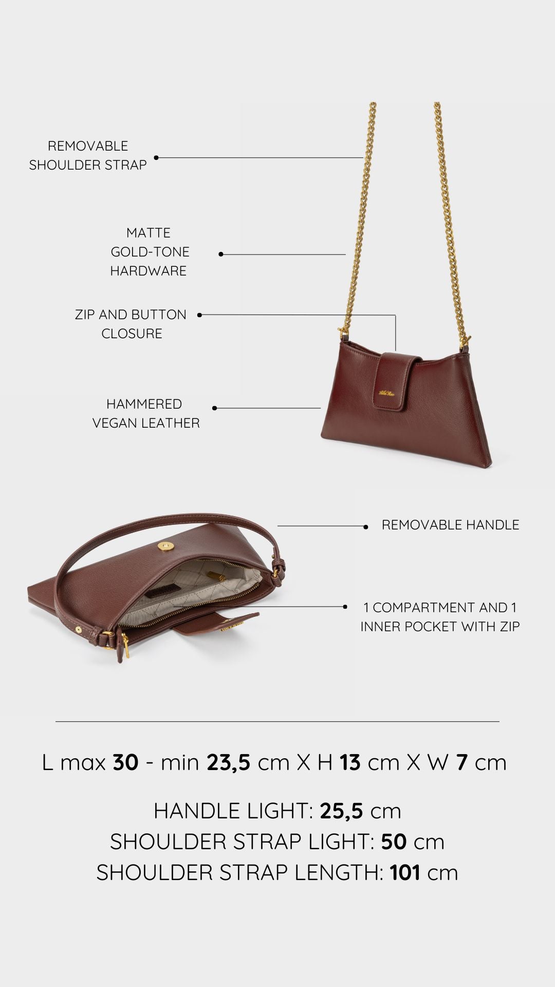 Borsa a spalla HANNAH - BROWN