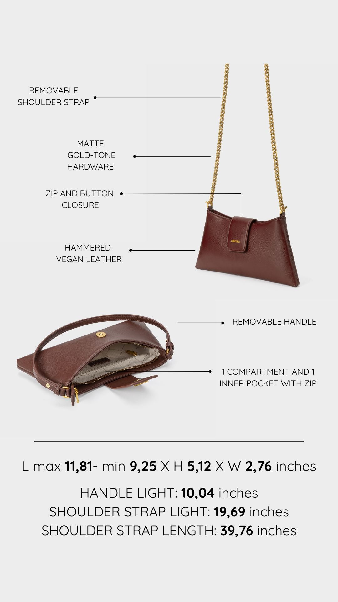 Borsa a spalla HANNAH - BROWN