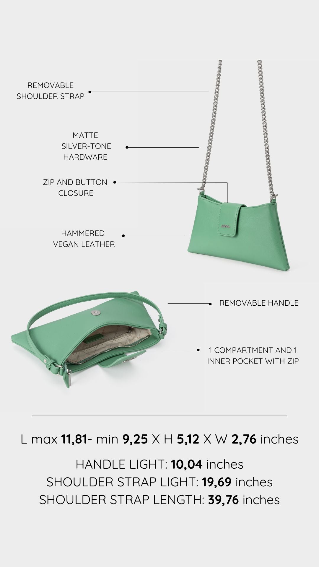 Borsa a spalla HANNAH - GREEN