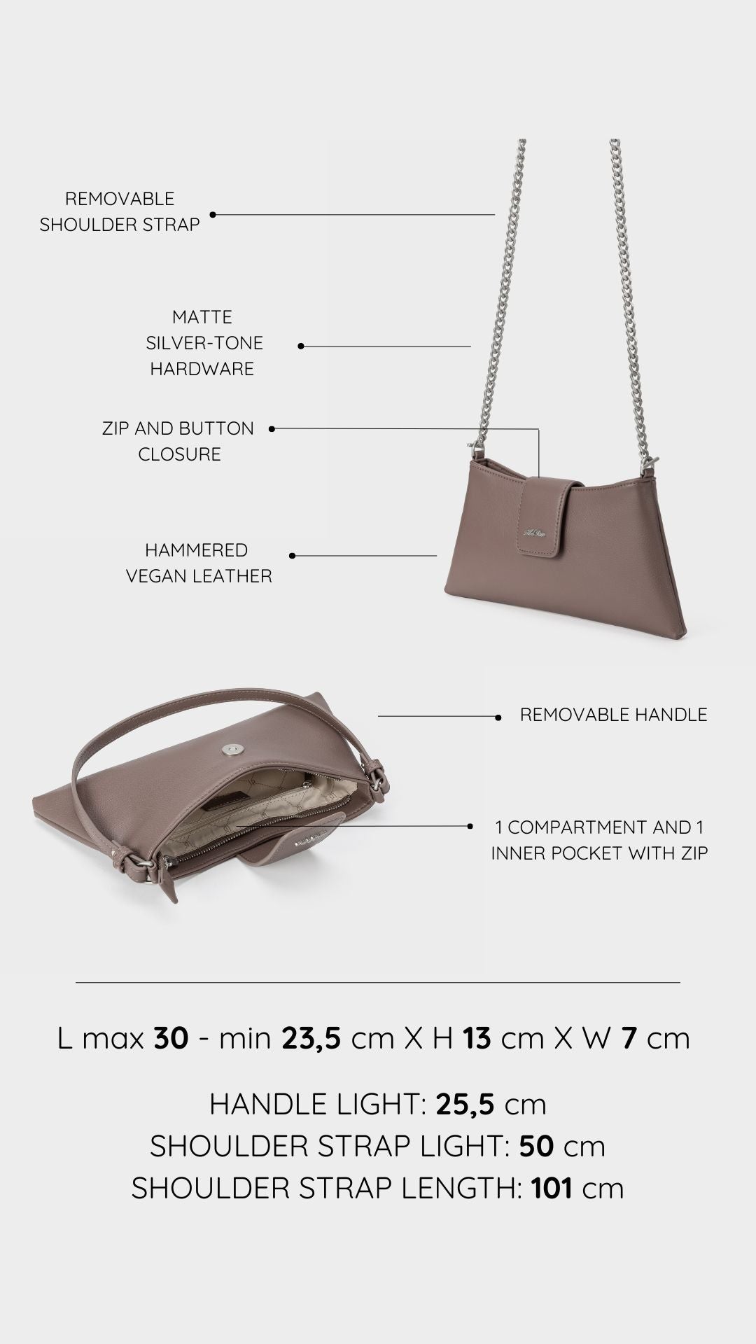 Borsa a spalla HANNAH - TAUPE