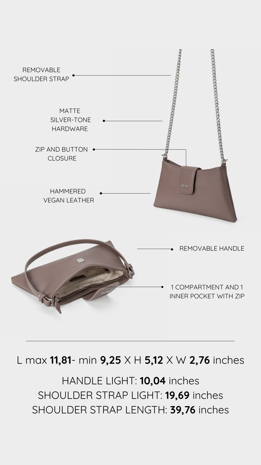 Borsa a spalla HANNAH - TAUPE