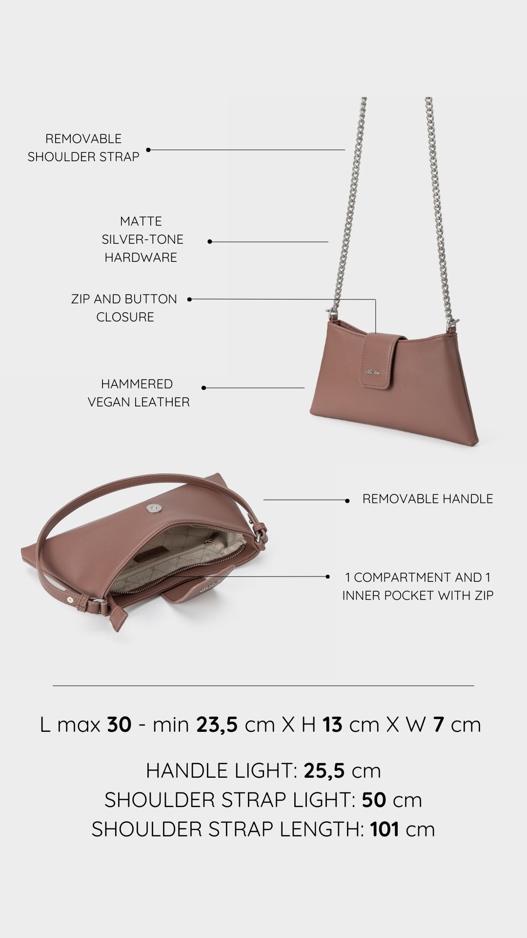 Borsa a spalla HANNAH - MAUVE