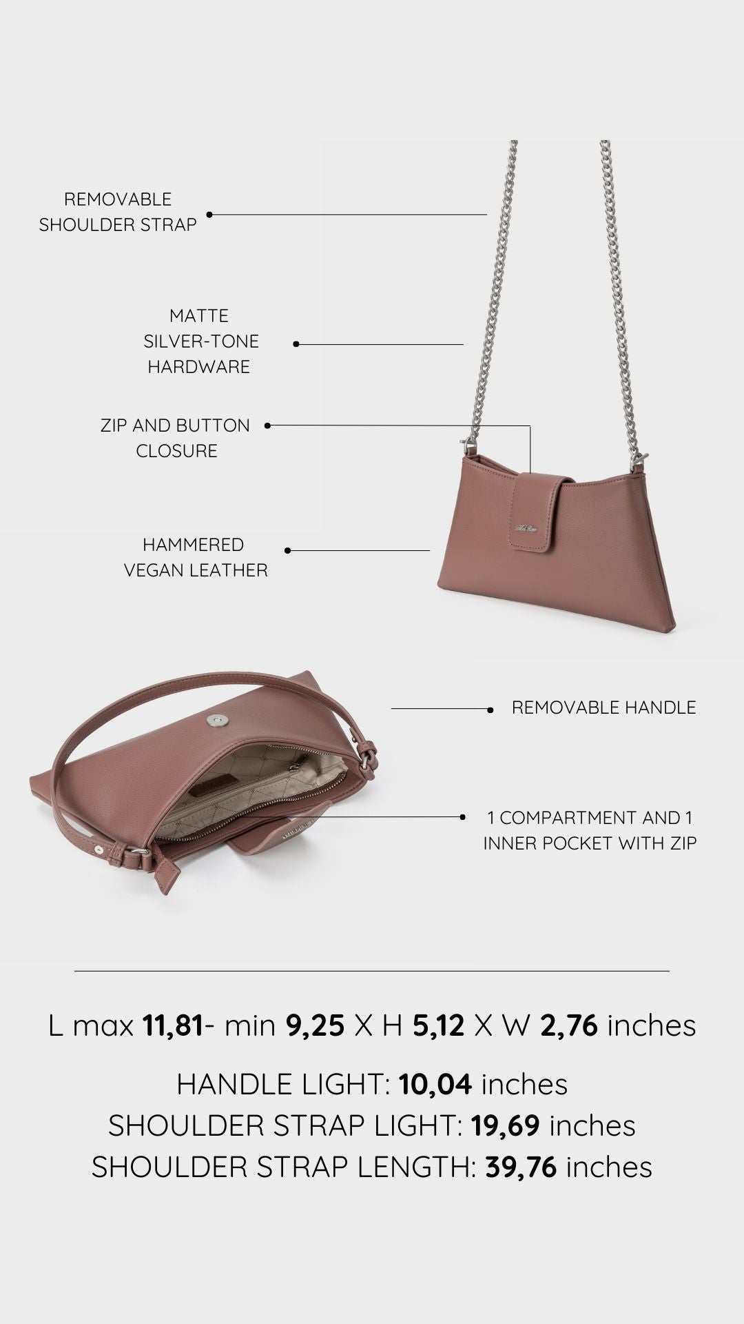 Borsa a spalla HANNAH - MAUVE