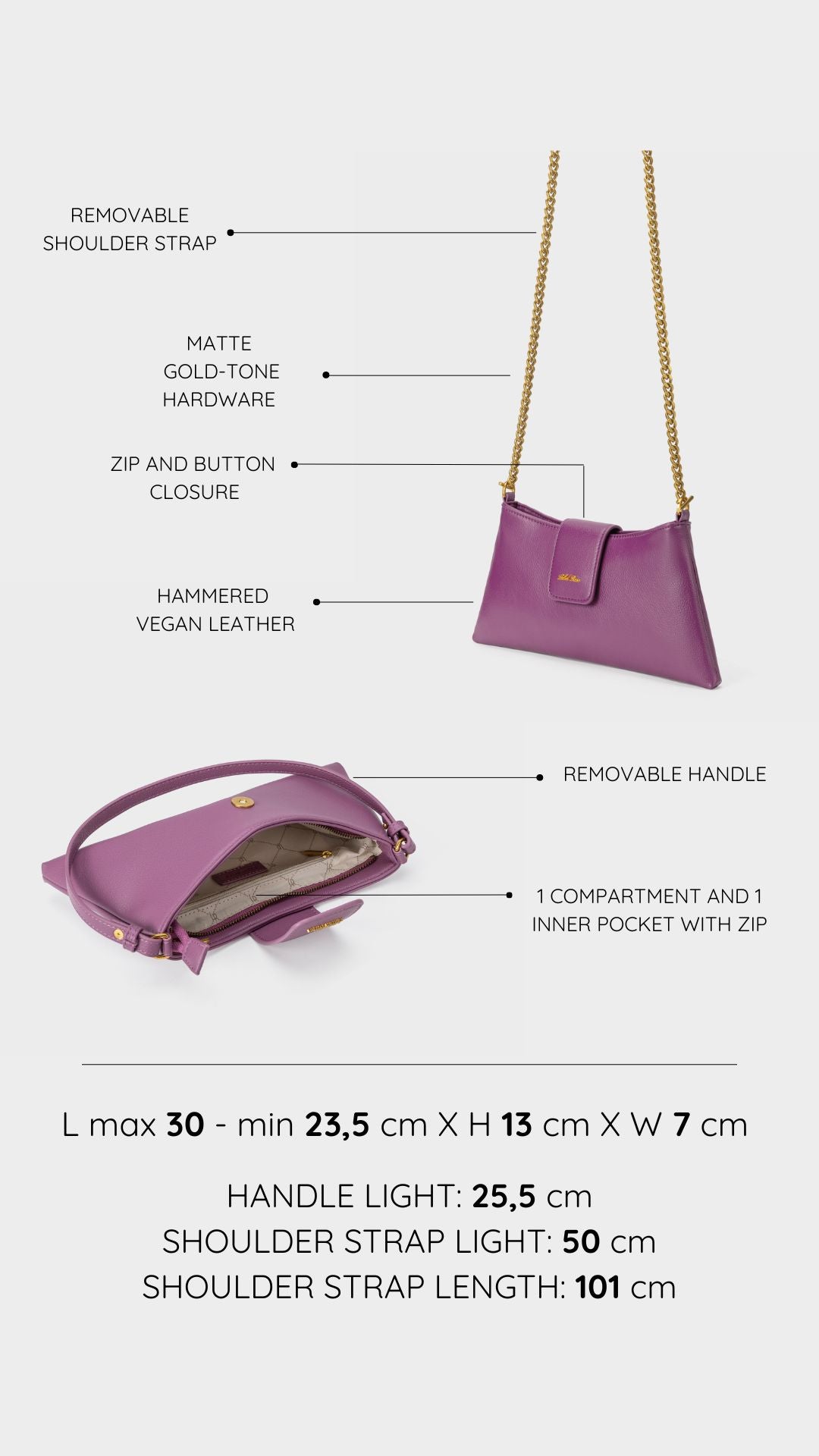 Borsa a spalla HANNAH - ORCHID