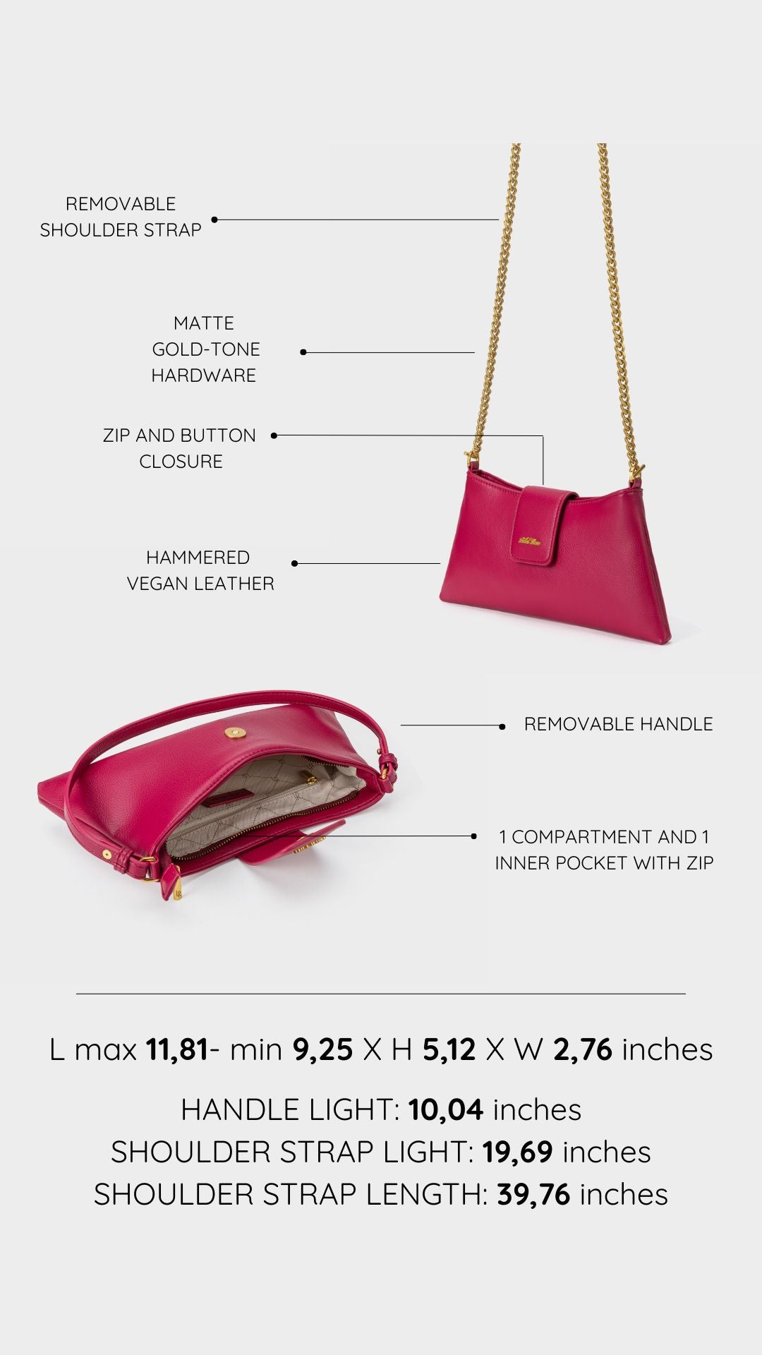 Borsa a spalla HANNAH - CHERRY