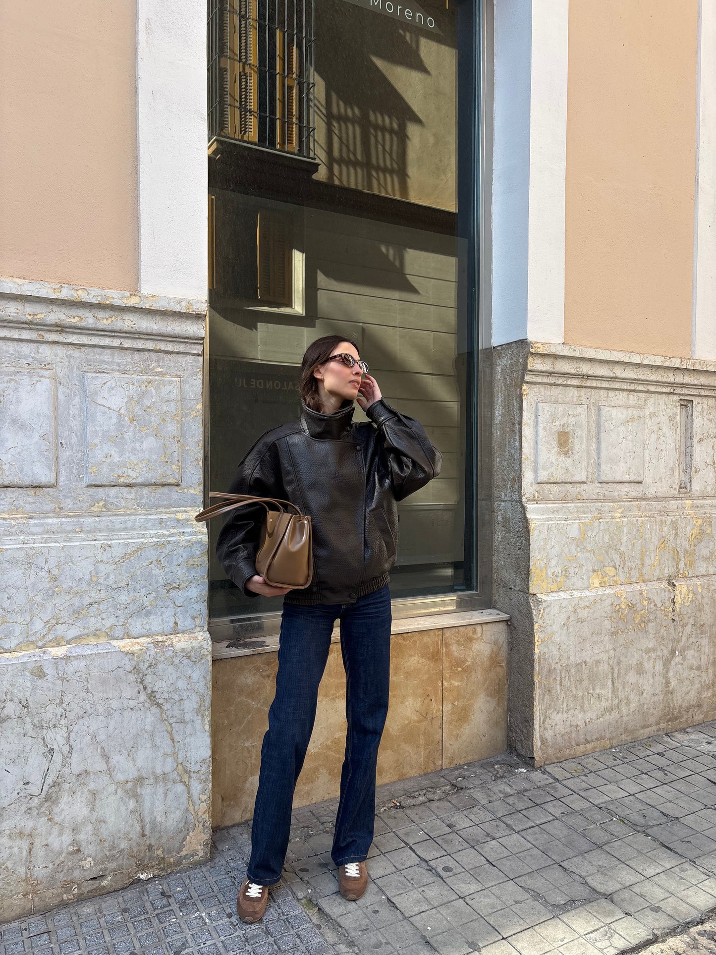 Borsa a spalla PATENT TOTE - WARM TAUPE