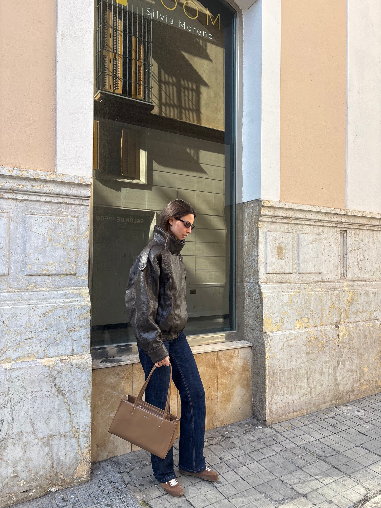 Borsa a spalla PATENT TOTE - WARM TAUPE