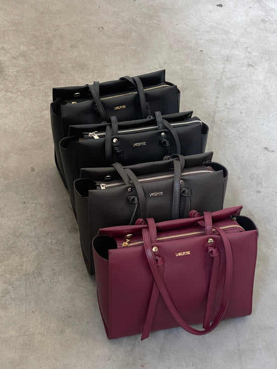 ABIGAIL BIG genuine leather handbag - DARK BROWN