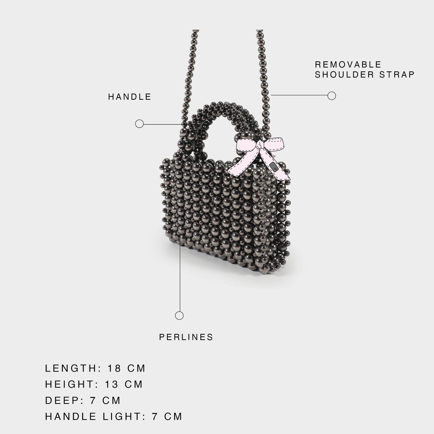 Trunk-shaped handbag with beads