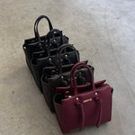 ABIGAIL SMALL genuine leather handbag - BLACK SILVER
