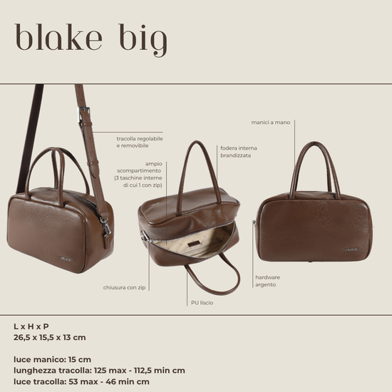 Bolso estilo baúl BLAKE BIG - BROWN