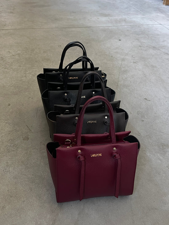 Bolso de mano ABIGAIL de piel auténtica - BURGUNDY