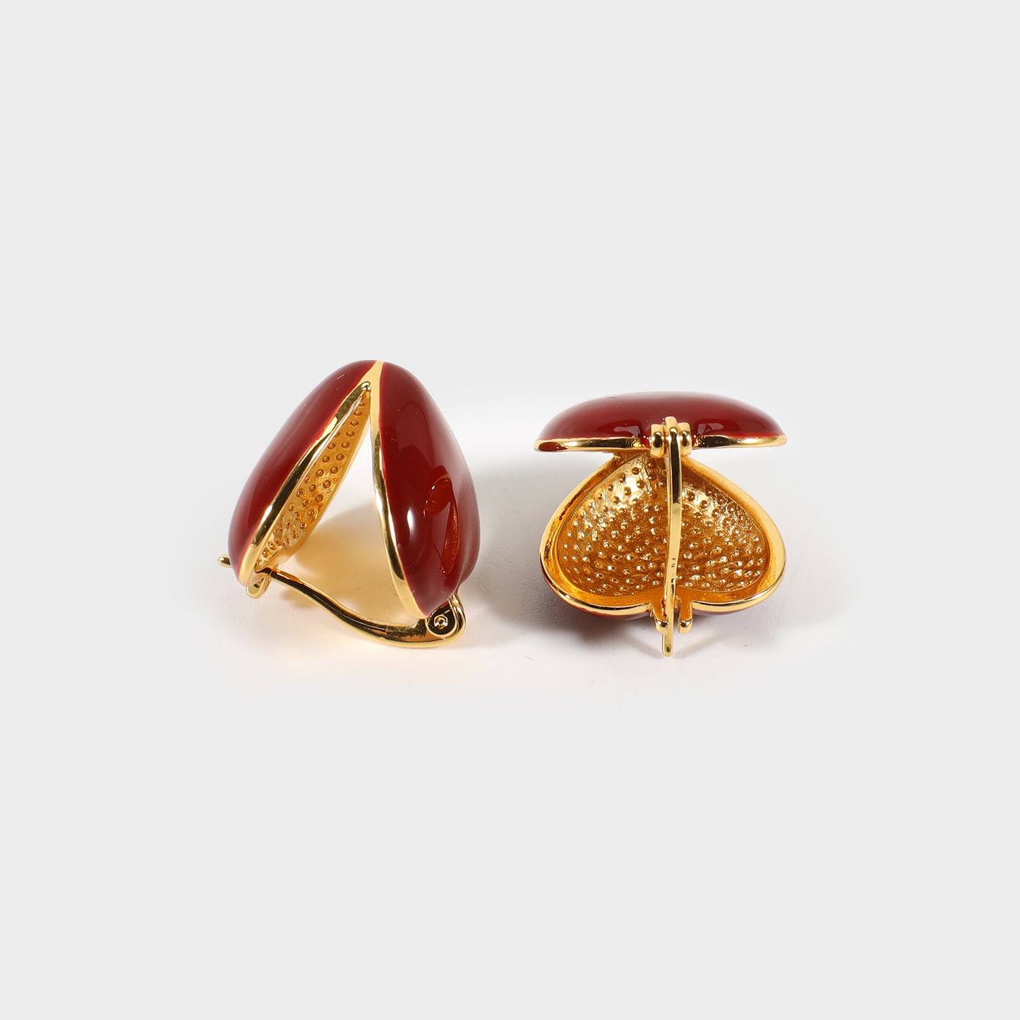 Red patent heart earrings