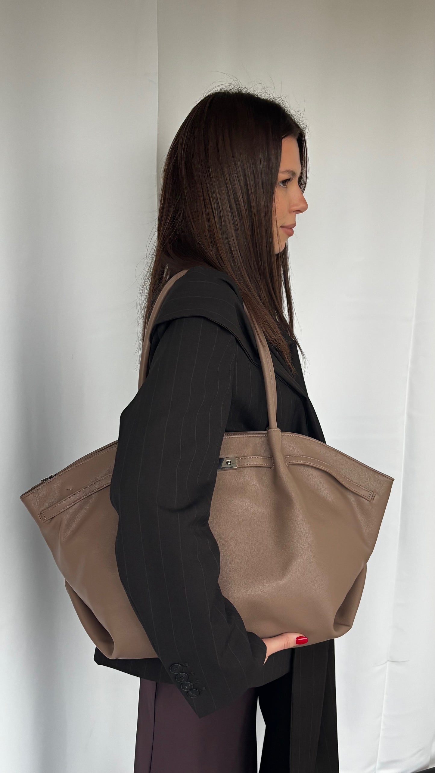 Borsa a spalla NEW BRIELLE BIG - TAUPE