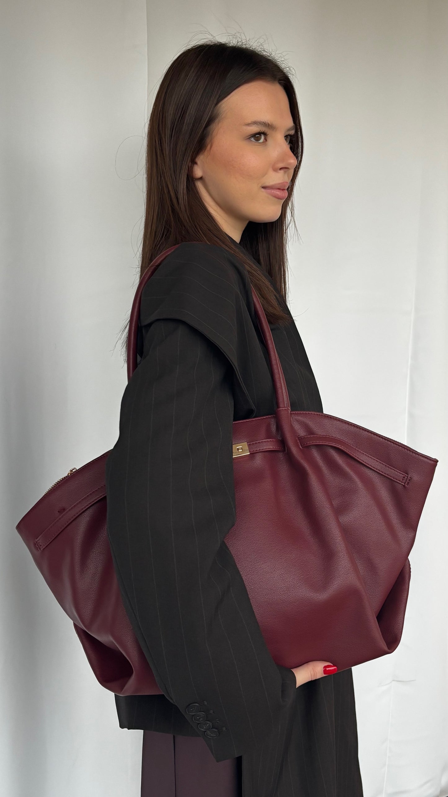 Borsa a spalla NEW BRIELLE BIG - BURGUNDY