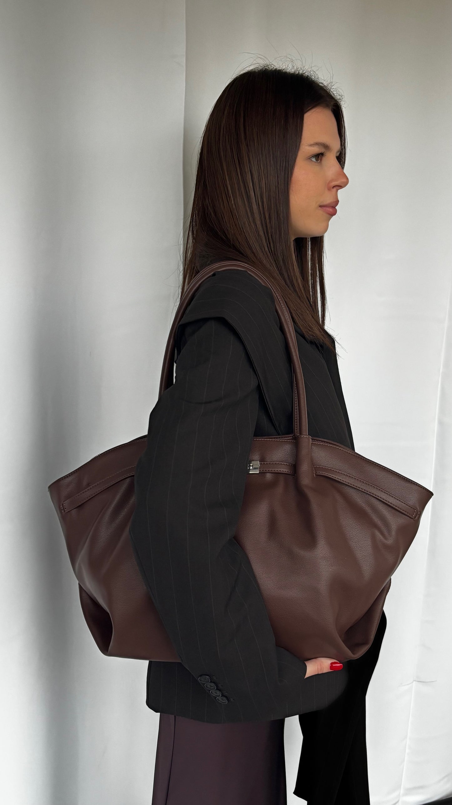 Borsa a spalla NEW BRIELLE BIG - ESPRESSO