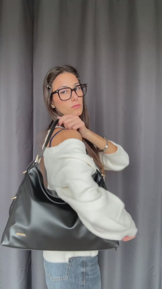 Carica e guarda video nella visualizzazione della galleria, Borsa a spalla MINNIE - BLACK GOLD
