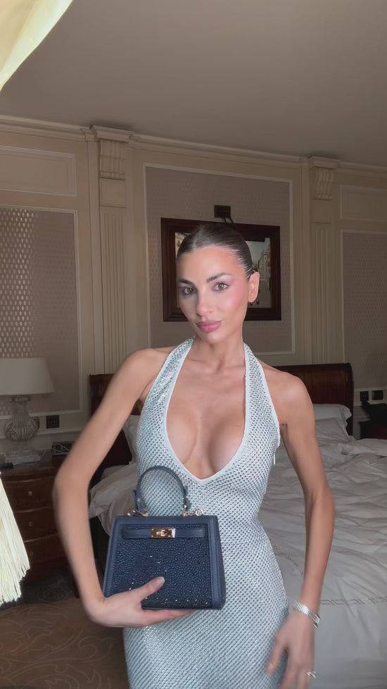 Carica e guarda video nella visualizzazione della galleria, Borsa a mano PARIS MINI STRASS - BLUE
